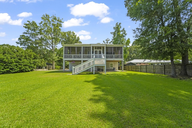 1193 River Rd, Johns Island, SC 29455 - back of property with a sunroom and stairway