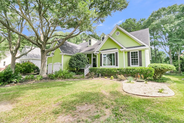 view of front of home with a front lawn