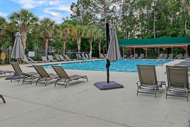 view of pool featuring a patio area