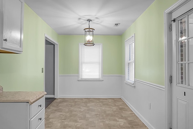 view of unfurnished dining area