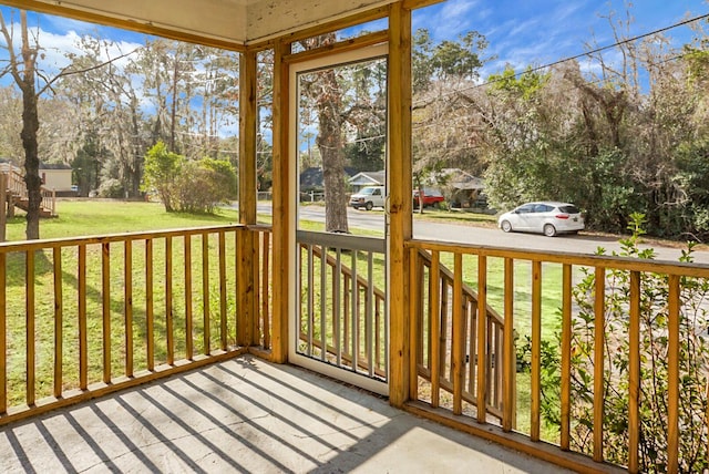 view of unfurnished sunroom