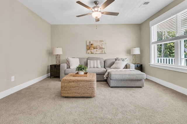 1304 Lieben Rd, Mount Pleasant, SC 29466 - carpeted living area featuring ceiling fan and baseboards