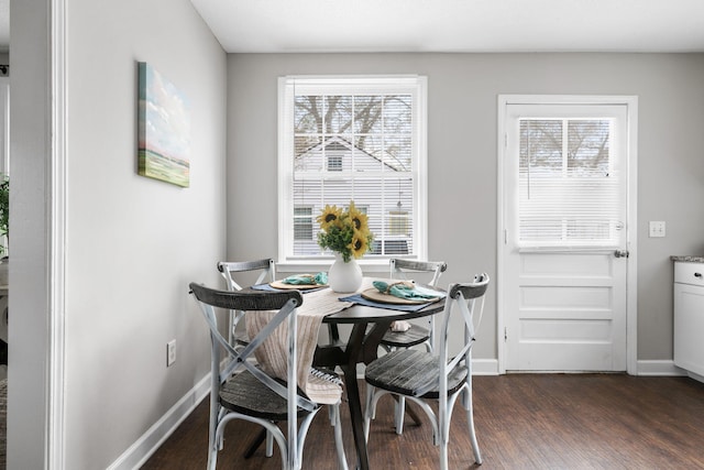 dining room with dark hardwood / wood-style floors