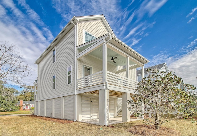 view of property exterior with a ceiling fan