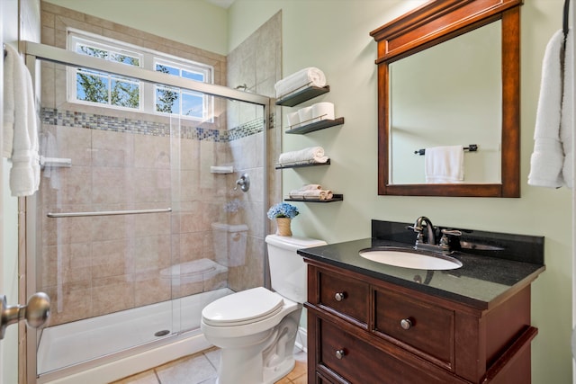 1119 Bruton Blvd, Moncks Corner, SC 29461 - bathroom featuring toilet, vanity, a shower stall, and tile patterned floors