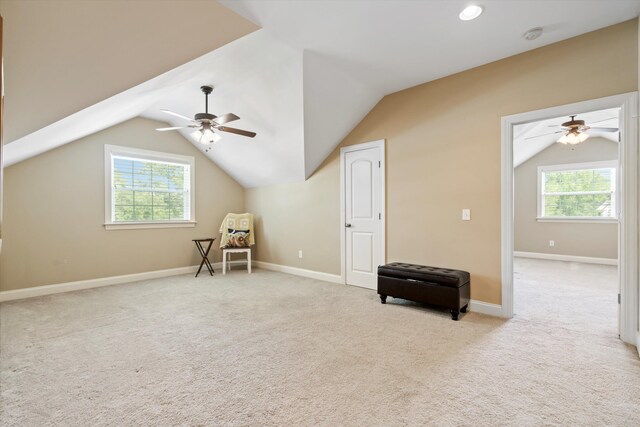 1119 Bruton Blvd, Moncks Corner, SC 29461 - additional living space with a ceiling fan, lofted ceiling, carpet flooring, and baseboards