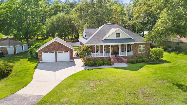 1119 Bruton Blvd, Moncks Corner, SC 29461 - view of front of home with a porch, brick siding, a front lawn, a shingled roof, and driveway