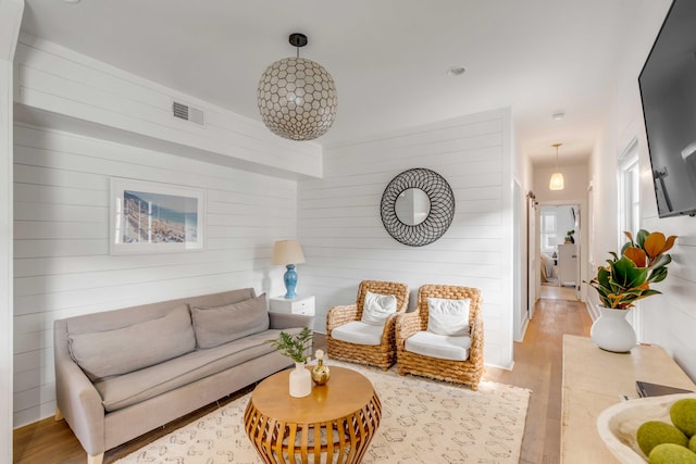 living room featuring light hardwood / wood-style flooring