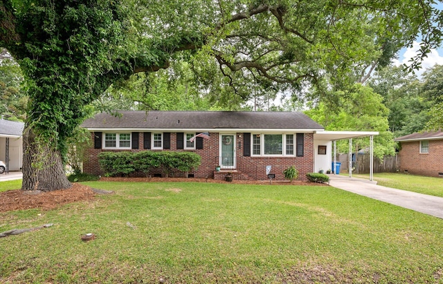 2220 Pinehurst Ave, Charleston, SC 29414 - ranch-style home featuring concrete driveway, brick siding, crawl space, entry steps, and a carport
