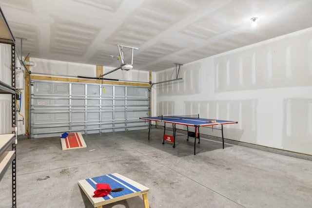 garage with a garage door opener