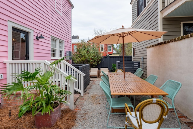 view of patio with a wooden deck