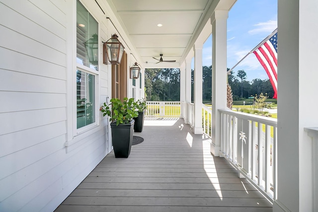 deck with covered porch