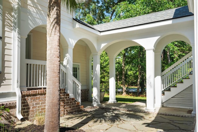 3508 Henrietta Hartford Rd, Mount Pleasant, SC 29466 - covered porch featuring stairway