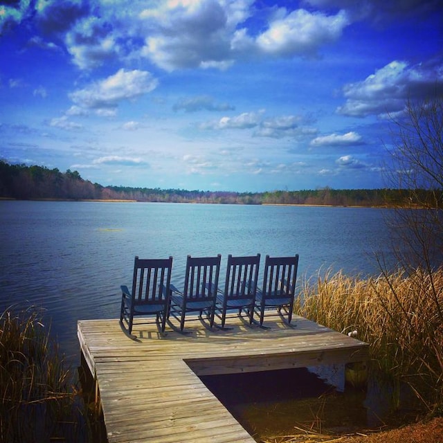 view of dock featuring a water view