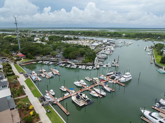 40 41st Ave Unit B 9, Isle Of Palms, SC 29451 - drone / aerial view of a marina and a nearby body of water