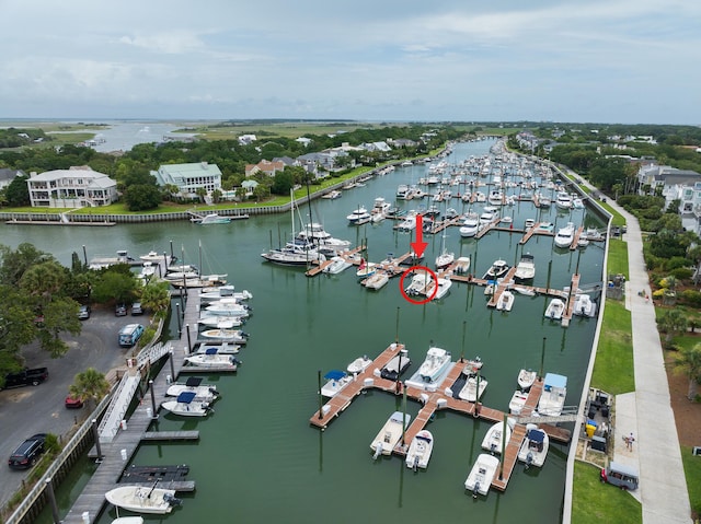 40 41st Ave Unit B 9, Isle Of Palms, SC 29451 - aerial view of property and surrounding area featuring numerous boat docks and a large body of water