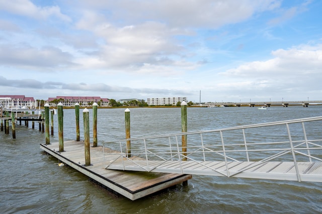 view of dock featuring a water view