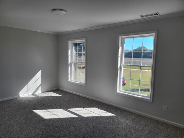 spare room featuring light carpet and ornamental molding