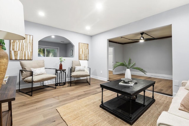 living room with light wood-type flooring