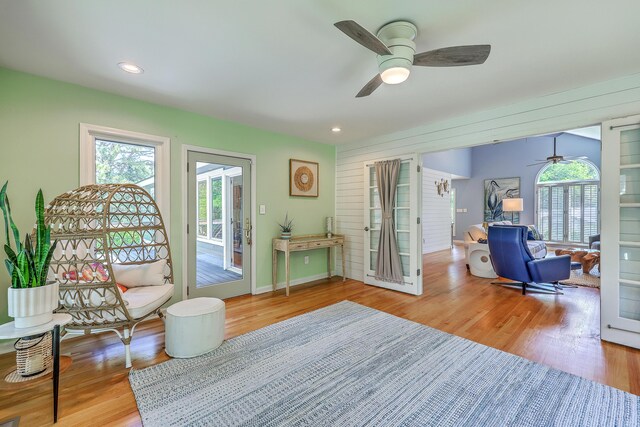 13 32nd Ave, Isle Of Palms, SC 29451 - sitting room with ceiling fan, wood finished floors, recessed lighting, and baseboards