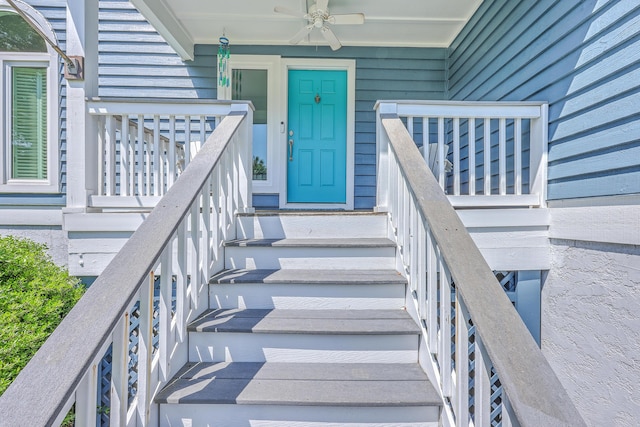 13 32nd Ave, Isle Of Palms, SC 29451 - view of exterior entry featuring a ceiling fan