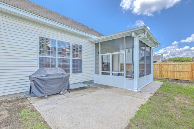 6179 Fieldstone Cir, Charleston, SC 29414 - view of patio with a sunroom, area for grilling, and fence