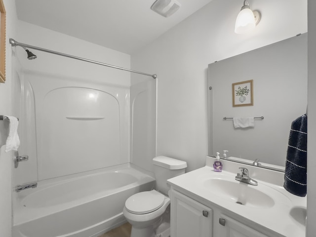 full bathroom featuring vanity, toilet, and tub / shower combination