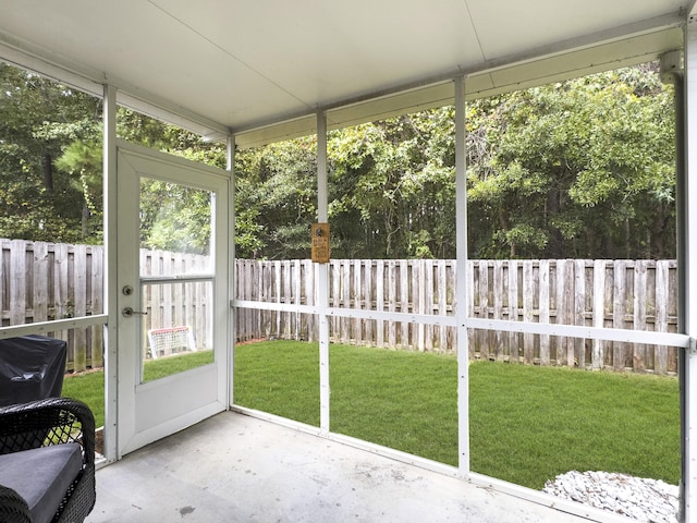 view of unfurnished sunroom