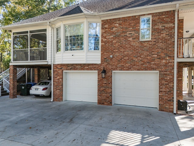 exterior space featuring a garage