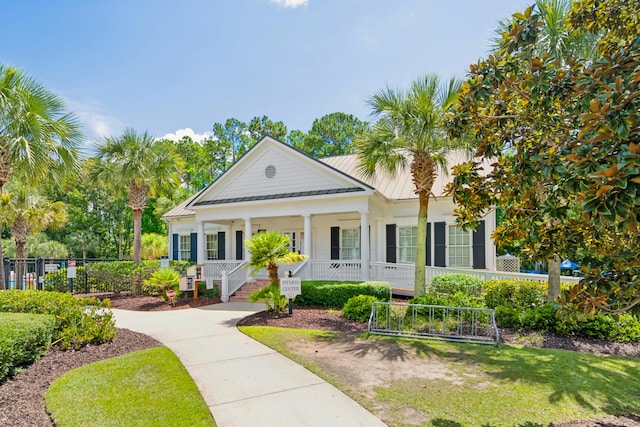 view of front of home featuring covered porch