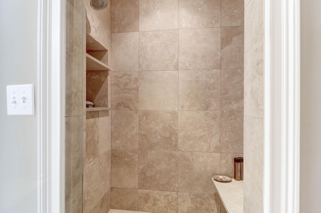 interior details with tiled shower