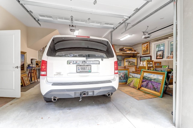 garage with a garage door opener