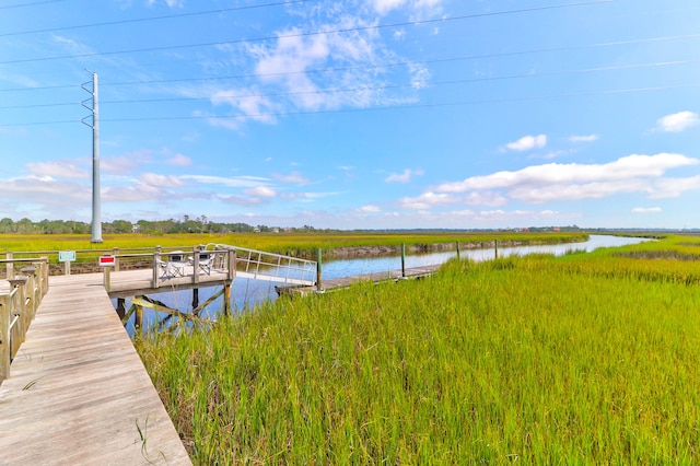 view of dock featuring a water view