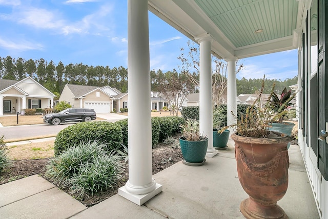 view of patio / terrace with a garage