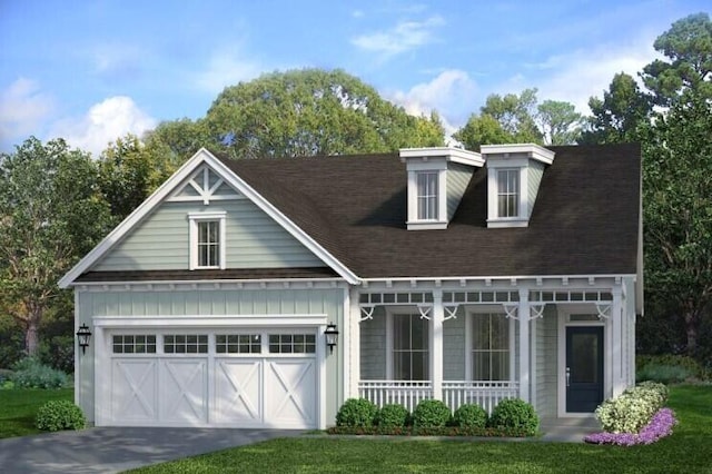 view of front facade featuring a garage and a porch