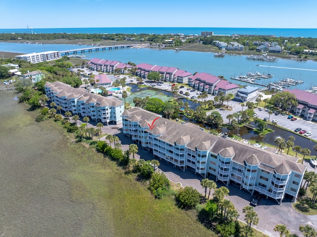 142 Marsh View Villas, Folly Beach, SC 29439 - drone / aerial view of a large body of water and apartment complex