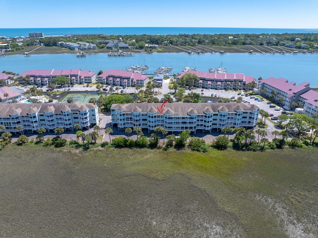 142 Marsh View Villas, Folly Beach, SC 29439 - bird's eye view of a large body of water and apartment complex / building