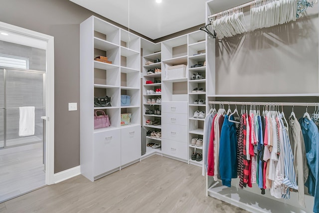 walk in closet featuring hardwood / wood-style floors