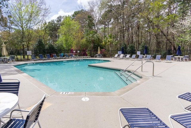 view of pool featuring a patio