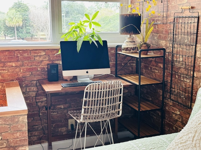 interior space with brick wall