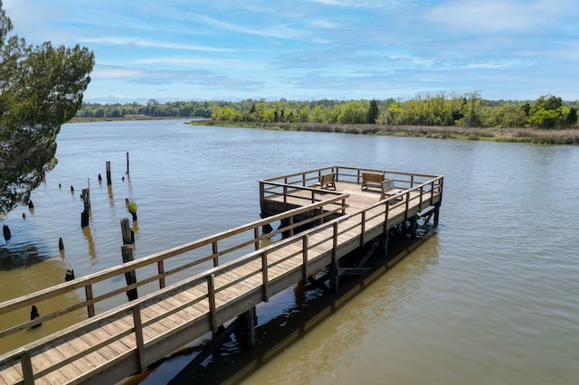 dock area featuring a water view