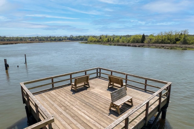 view of dock featuring a water view