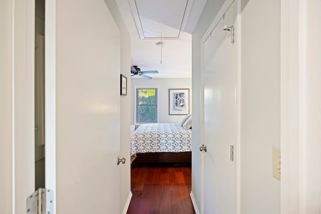 hallway featuring wood-type flooring