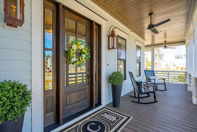 3858 Sawyers Island Dr, Mount Pleasant, SC 29466 - doorway to property with covered porch and ceiling fan