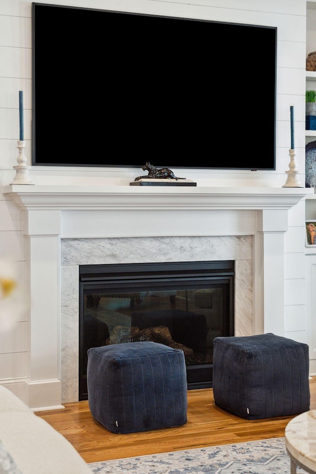 3858 Sawyers Island Dr, Mount Pleasant, SC 29466 - interior details with a high end fireplace and wood finished floors