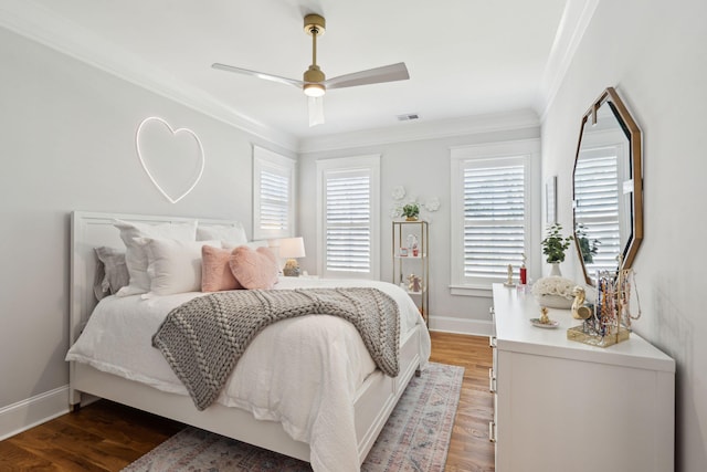 3858 Sawyers Island Dr, Mount Pleasant, SC 29466 - bedroom with baseboards, visible vents, wood finished floors, and ornamental molding