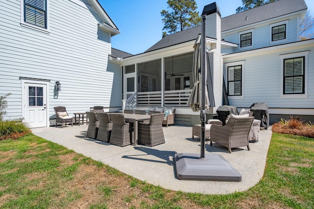 3858 Sawyers Island Dr, Mount Pleasant, SC 29466 - rear view of property featuring a yard, a sunroom, an outdoor living space, and a patio
