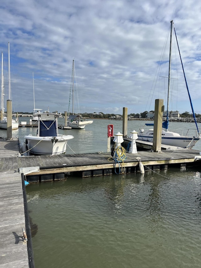 dock area featuring a water view