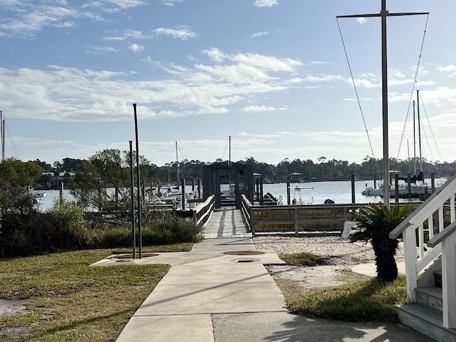 dock area featuring a water view