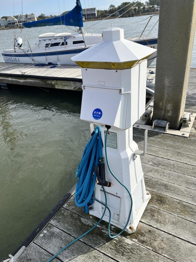 dock area featuring a water view